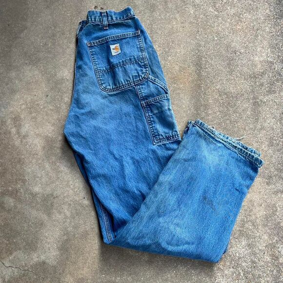 Carhartt Men's Blue Jeans 35x34 skater thrashed jeans denim carpenter - Picture 1 of 8